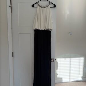 Pronovias Black and White Halter Jumpsuit